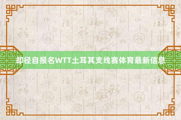 却径自报名WTT土耳其支线赛体育最新信息