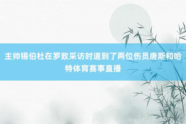 主帅锡伯杜在罗致采访时道到了两位伤员唐斯和哈特体育赛事直播