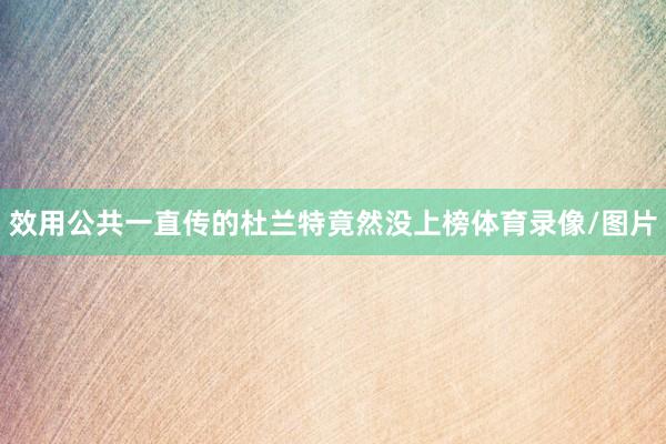 效用公共一直传的杜兰特竟然没上榜体育录像/图片