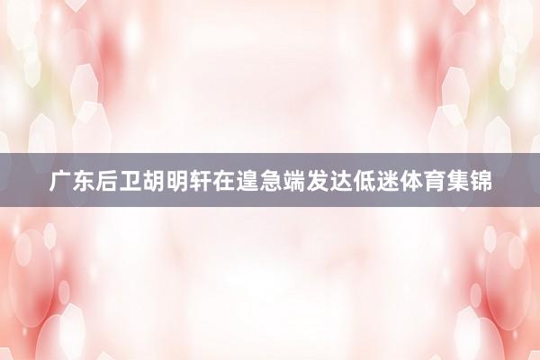 广东后卫胡明轩在遑急端发达低迷体育集锦