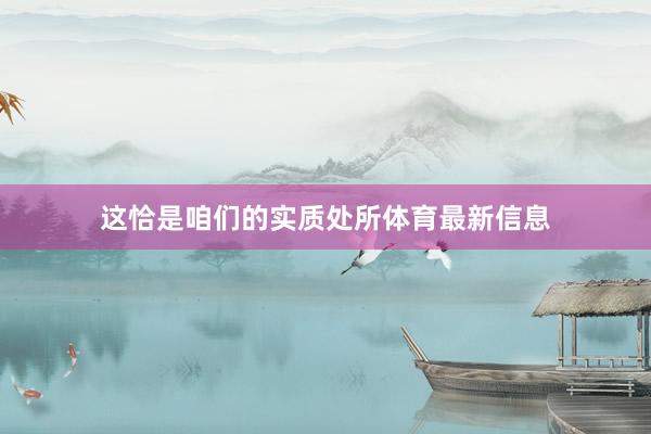 这恰是咱们的实质处所体育最新信息