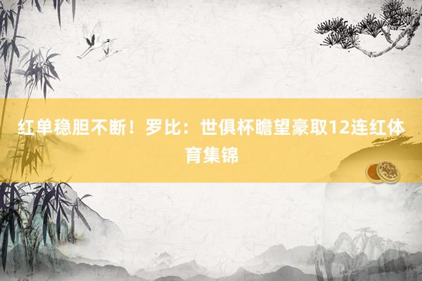 红单稳胆不断! 罗比:世俱杯瞻望豪取12连红体育集锦