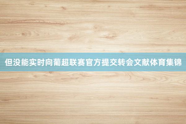但没能实时向葡超联赛官方提交转会文献体育集锦
