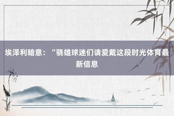 埃泽利暗意：“骁雄球迷们请爱戴这段时光体育最新信息